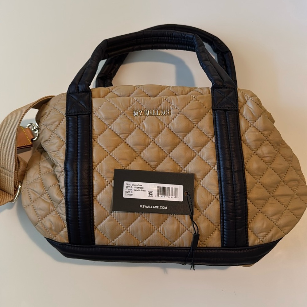 MZ Wallace Camel & Black Small Empire Tote